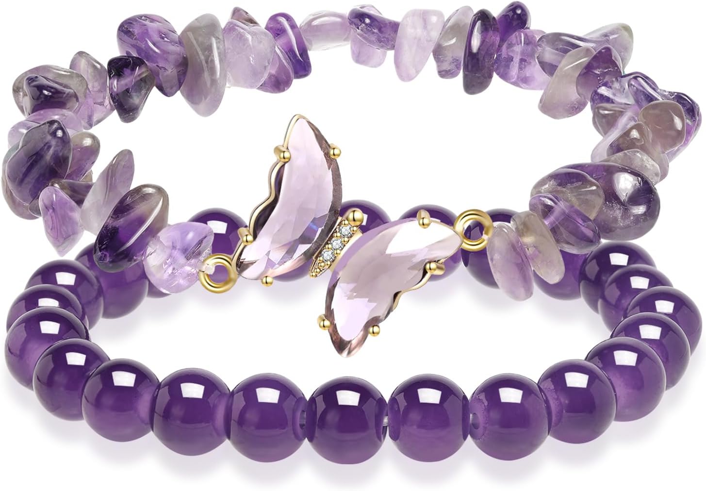 Purple Butterfly Charm Beaded