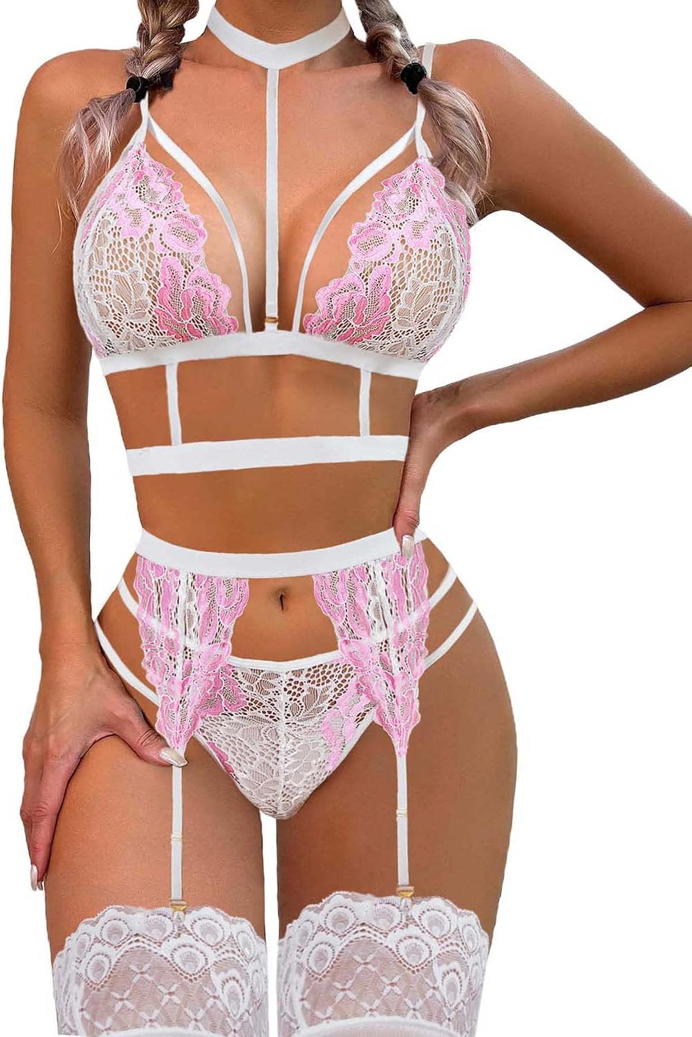 Black Red Floral Lace Lingerie - Image 18