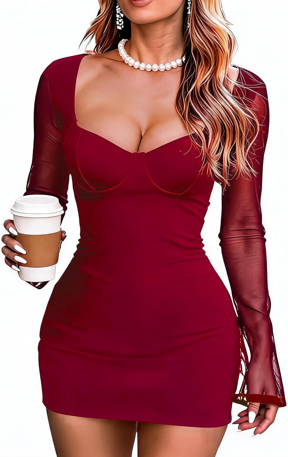 Black Mesh Mini Dress - Image 9