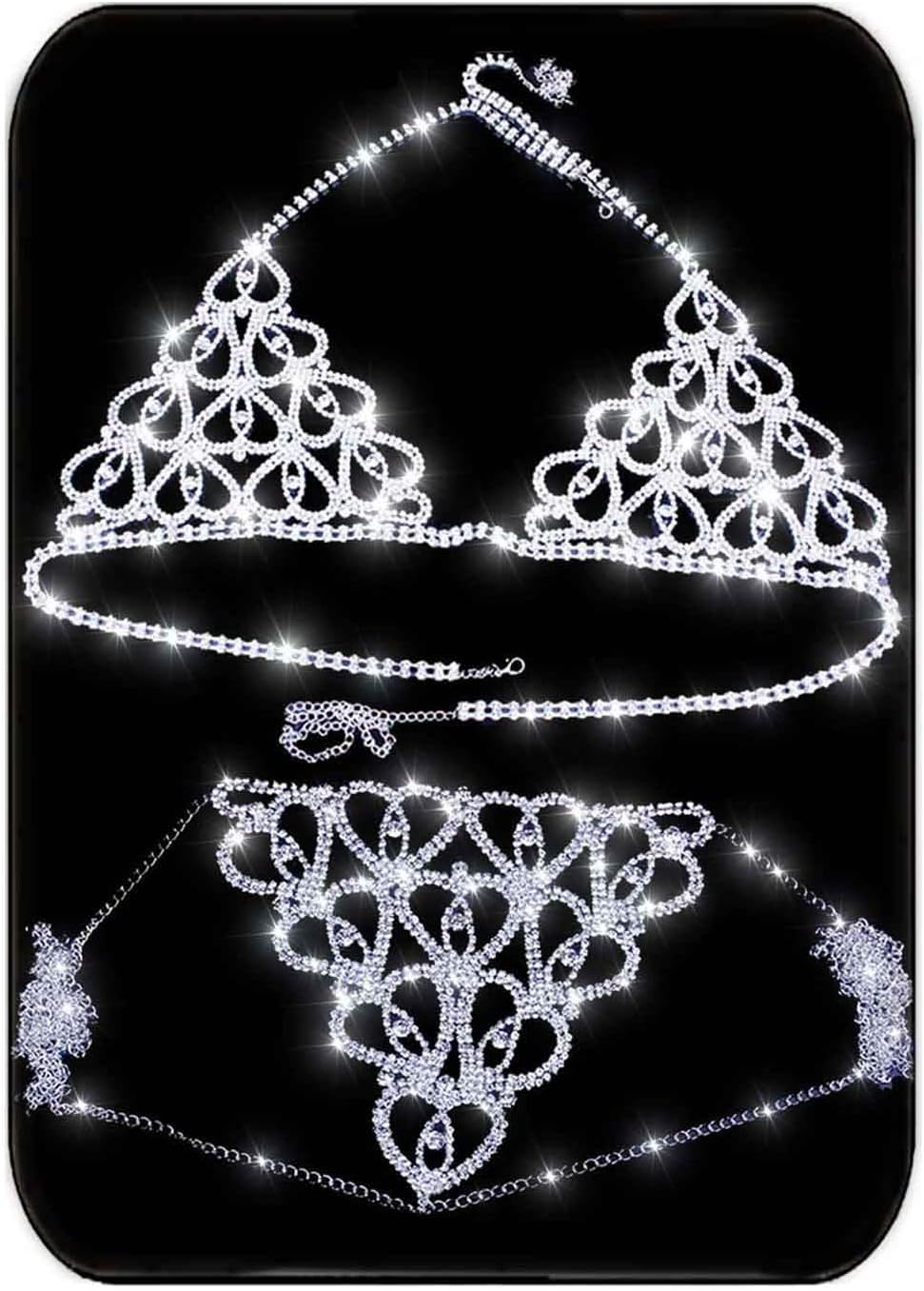 Silver Crystal Body Chain Set