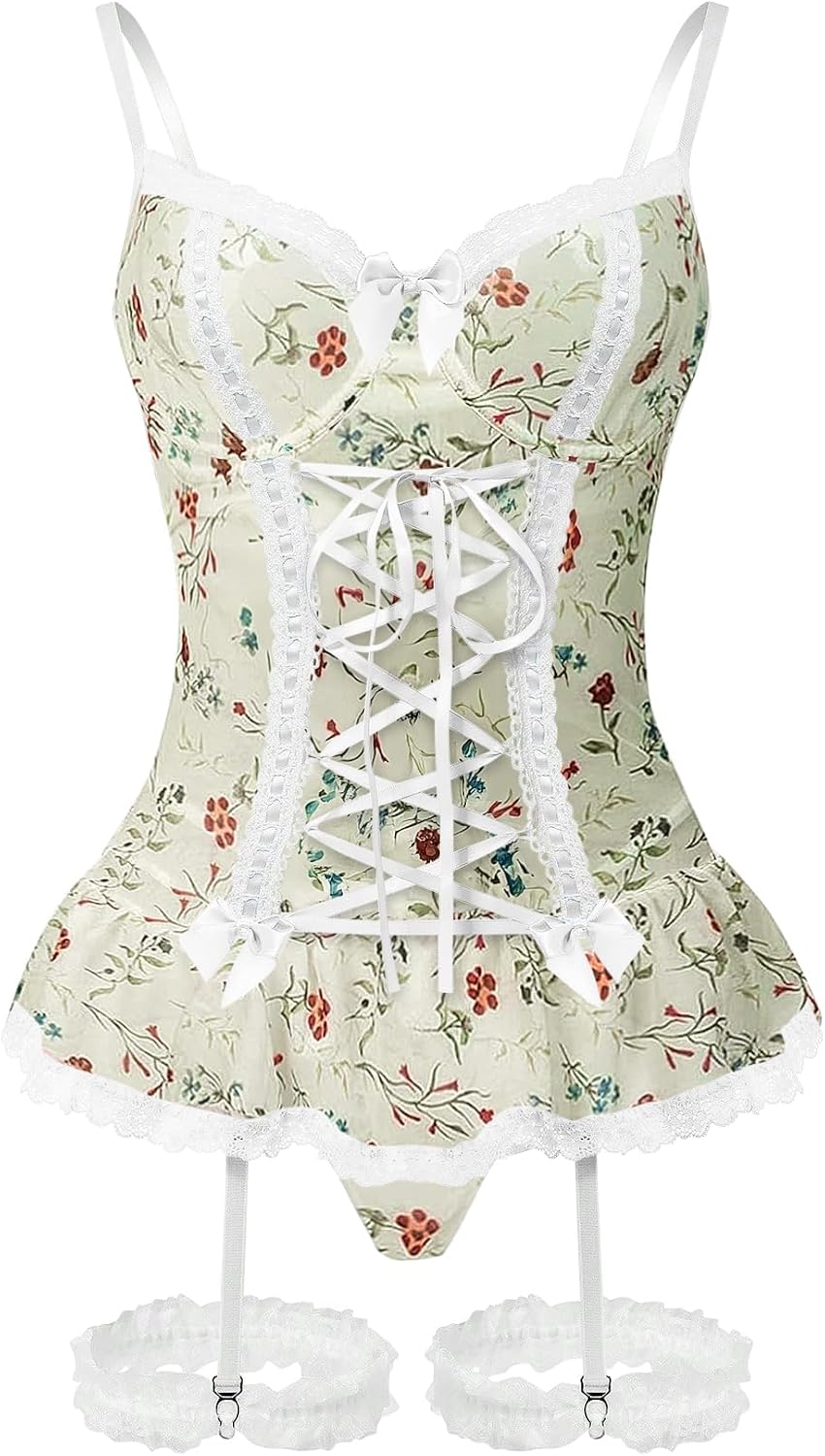 Black Red Lace Corset Set - Image 29