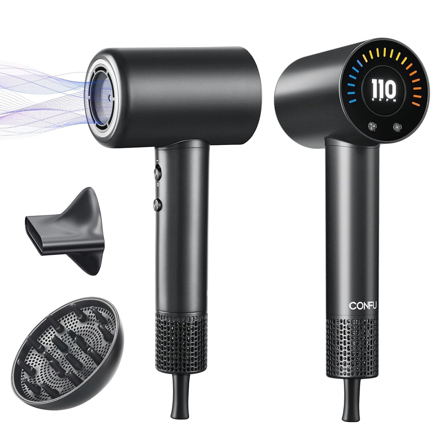 Lightweight Grey Hair Dryer with Attachments