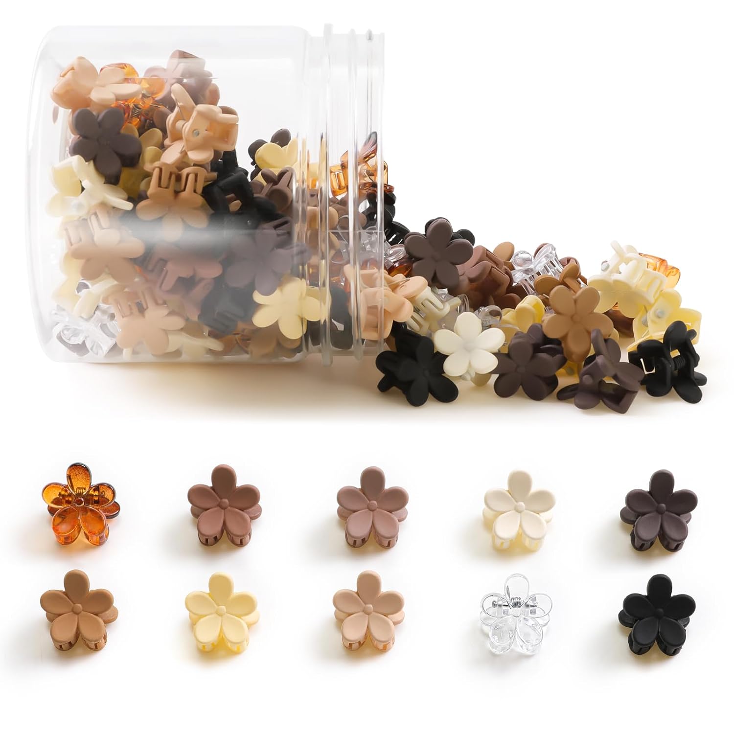 Mini Flower Claw Clips - 100-Piece Assorted