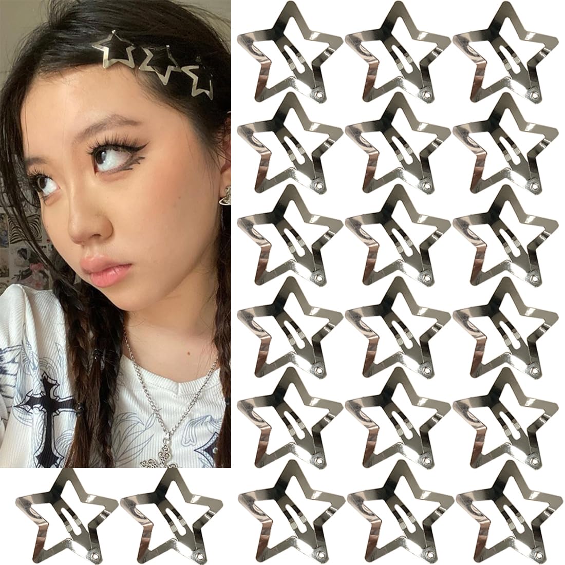 Metal Star Snap Clips - 20-Piece