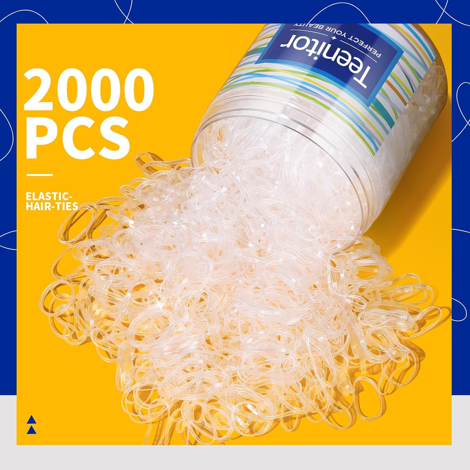 Clear Mini Elastic Hair Bands, 2 x 30 mm - 2000 Pieces in Storage Box