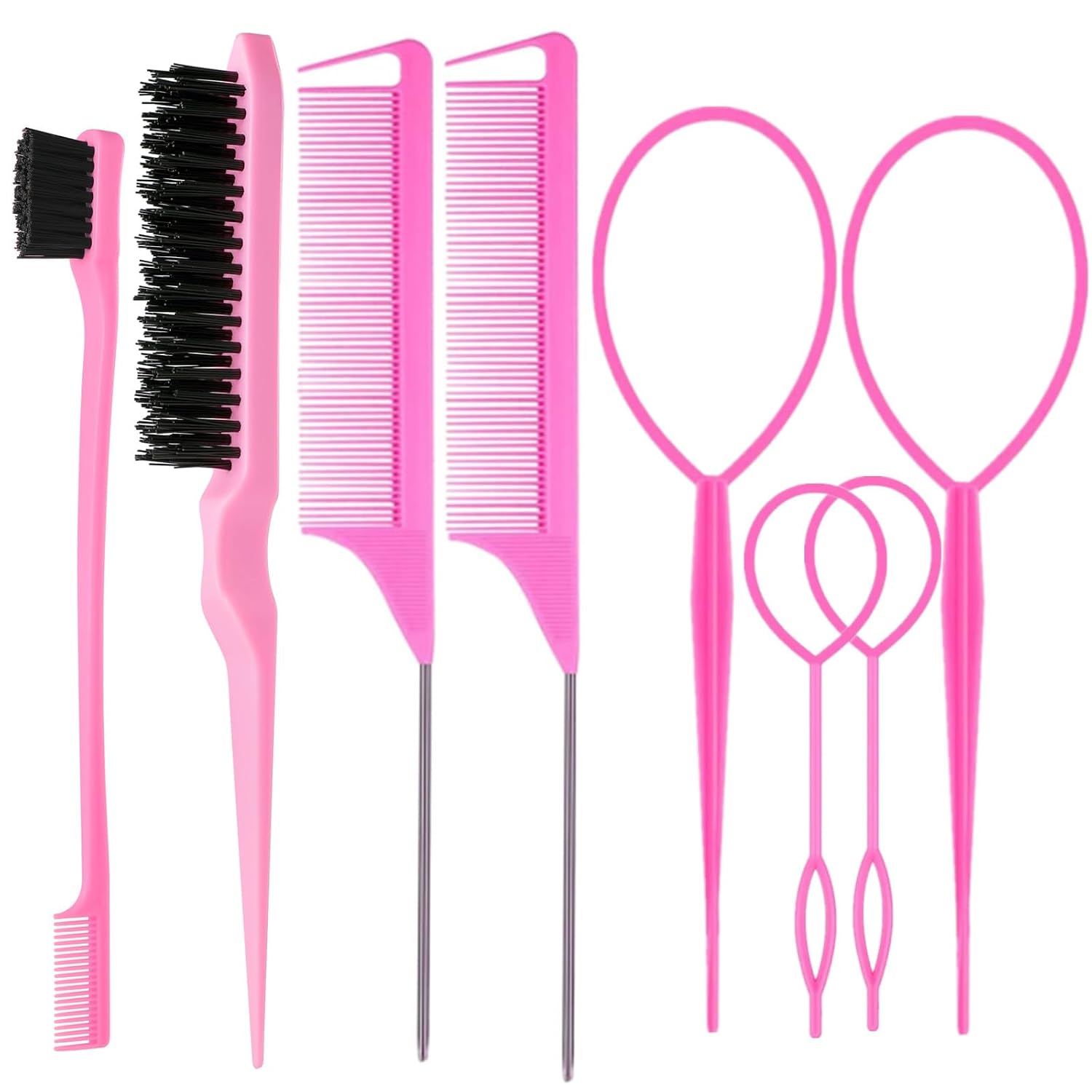Pink Hair Styling Tool Set - 8-Piece