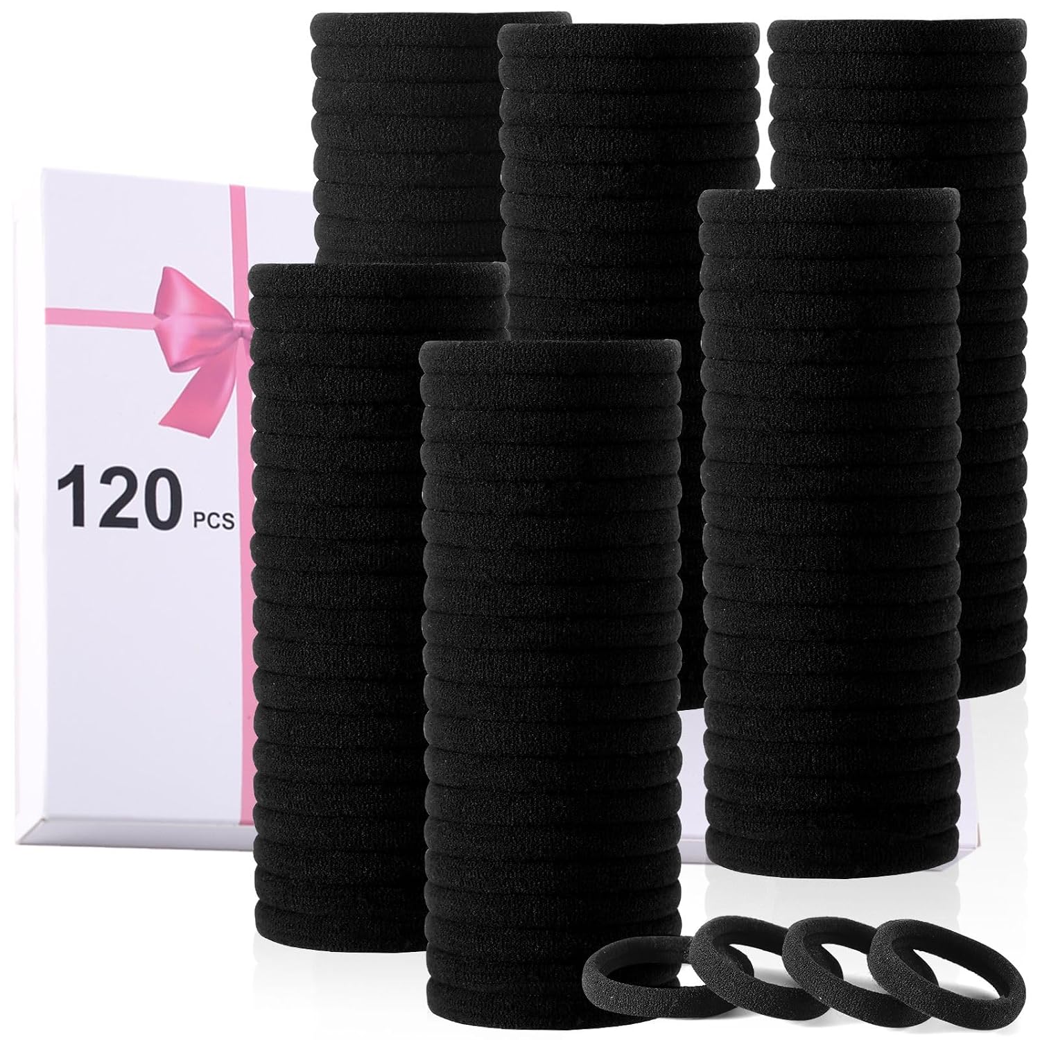 120 Piece Black Nylon Hair Ties