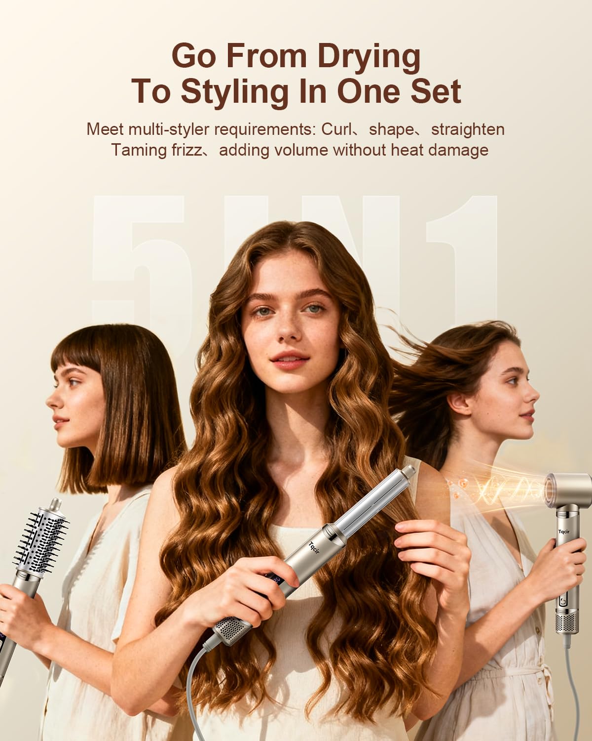 5-in-1 Hot Air Styler with Auto-Wrap Curlers and Digital Display