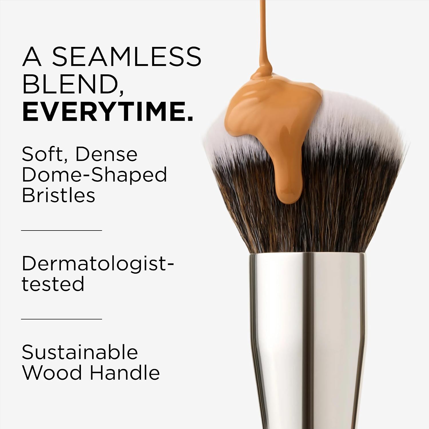 Kabuki Foundation Brush with Soft Bristles - Vegan, Cruelty Free