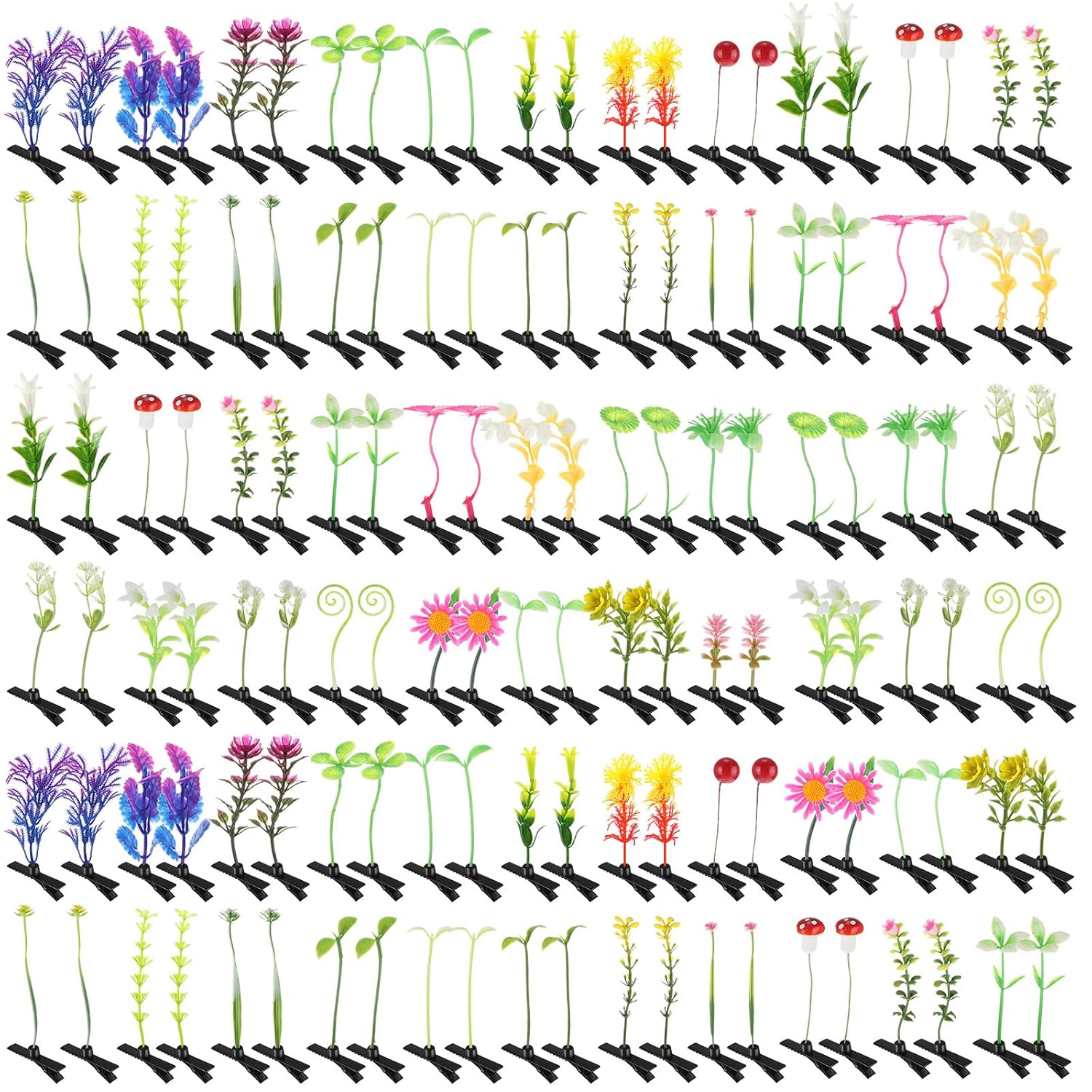 100 Piece Plant Butterfly Hairpins - 100-Piece Assorted Plant and